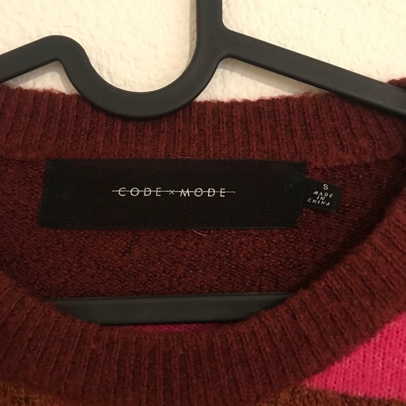Code Mode Acrylic Crew Neck Sweater | Pink Stripes - Picture 3 of 5